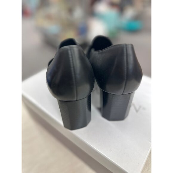 Worthington Black Leather Square-Toe Slip-On Heels 8M - Picture 5 of 6